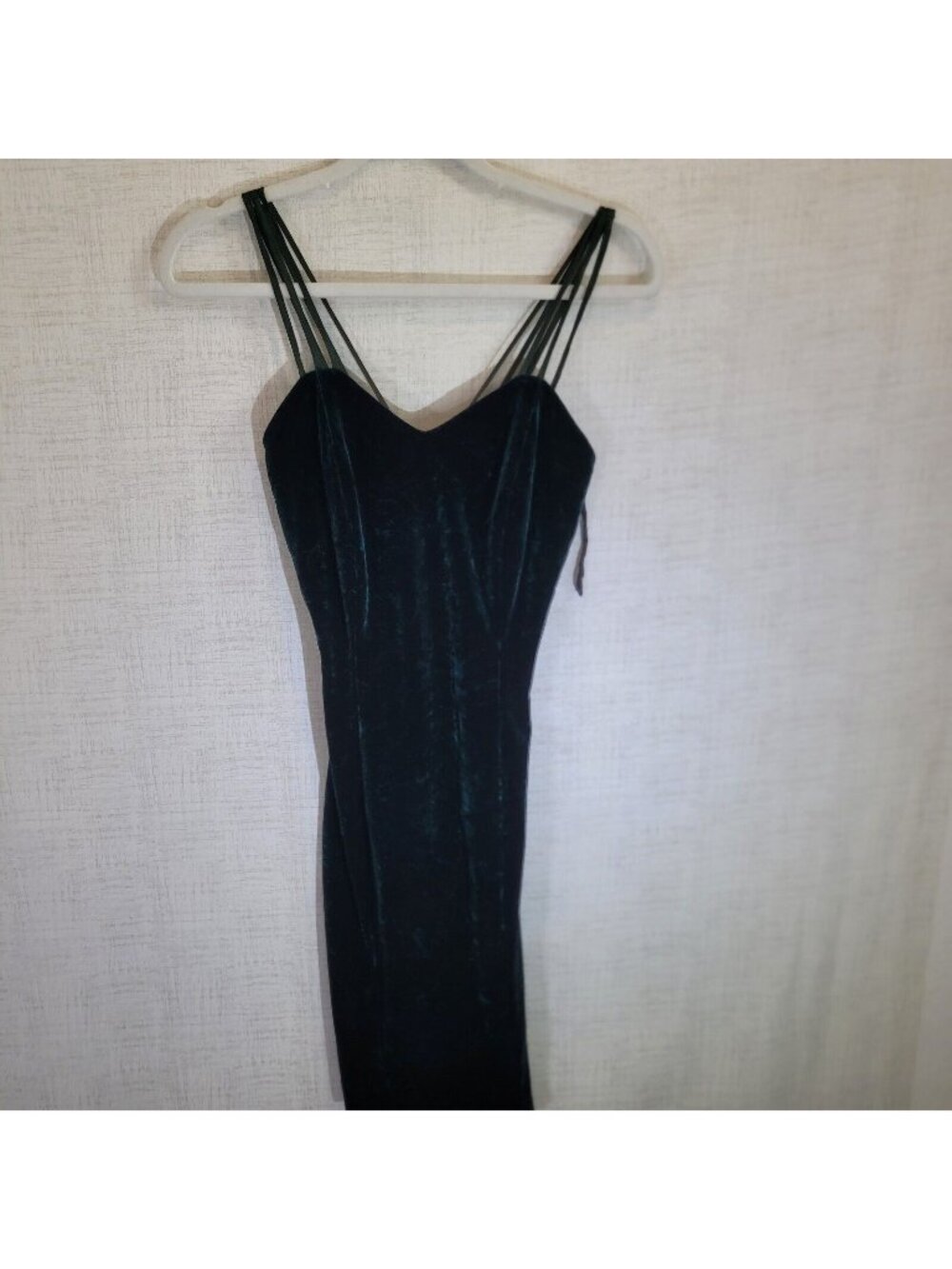 Vintage Dollar Maxi Dress Womens S Green Velvet Velour Spaghetti Strap Formal